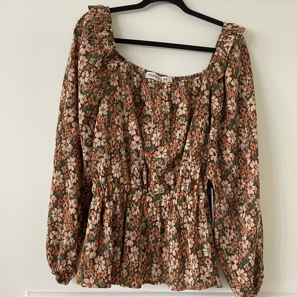 NWT Fourteen and Ninth Peplum Floral Blouse- 1X